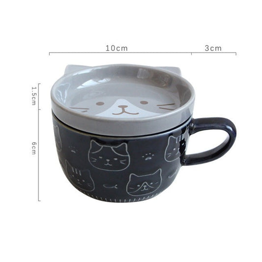 Adorable Kitty Ceramic Coffee Mug with Lid - Befez