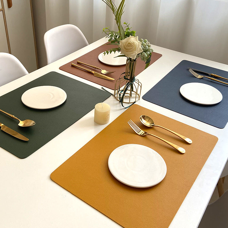 Waterproof Rectangular Table Placemats PU Leather