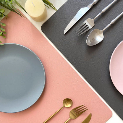 Waterproof Rectangular Table Placemats PU Leather