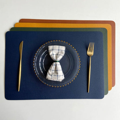 Waterproof Rectangular Table Placemats PU Leather