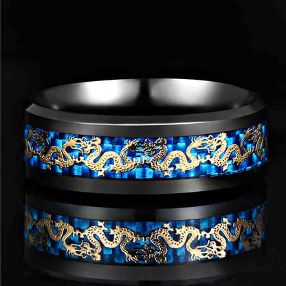 Classic Chinese Dragon Signet Ring for Men