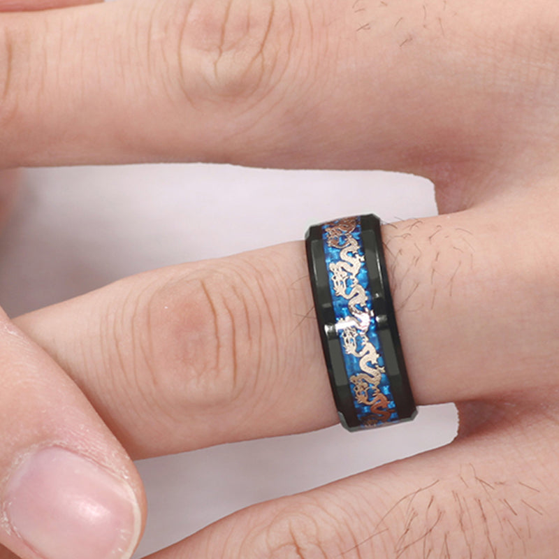 Classic Chinese Dragon Signet Ring for Men