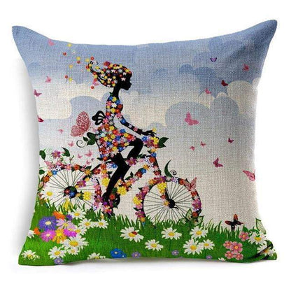 Colorful Bird Tree Life Cushion Pillow Cover