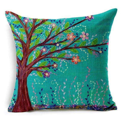 Colorful Bird Tree Life Cushion Pillow Cover