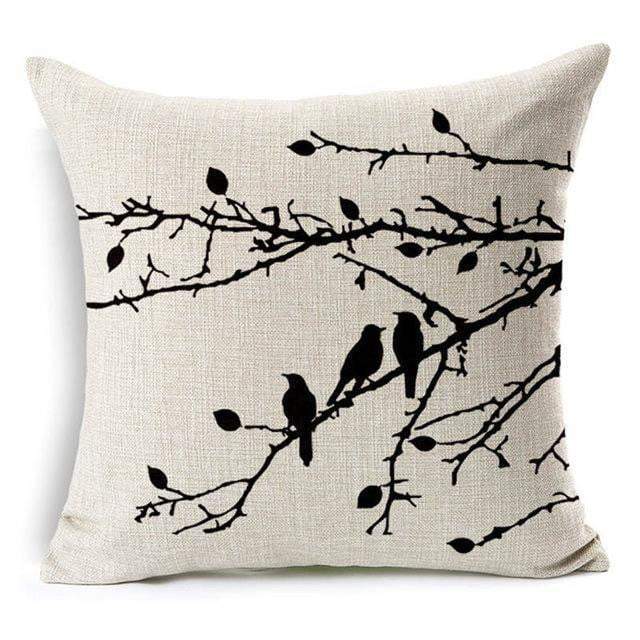 Colorful Bird Tree Life Cushion Pillow Cover