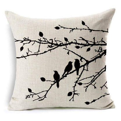 Colorful Bird Tree Life Cushion Pillow Cover