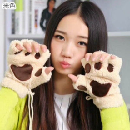 Warm Women's Cozy Bear Claw Gloves