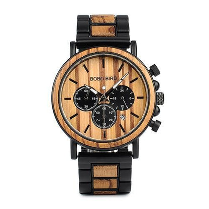 Brown Wooden Men's Quartz Watch with Glow Hands - Befez