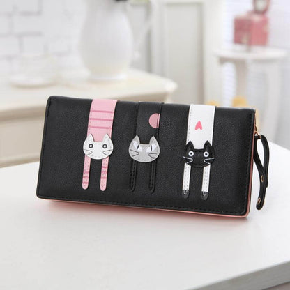 Stylish Cat Embroidery Zip Wallet