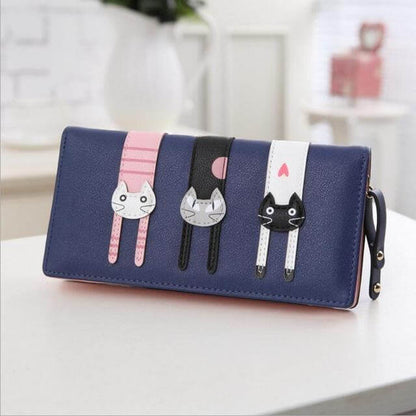 Stylish Cat Embroidery Zip Wallet