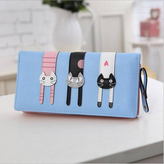 Stylish Cat Embroidery Zip Wallet - Befez