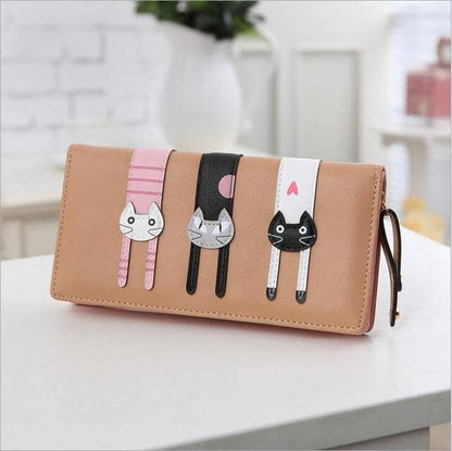 Stylish Cat Embroidery Zip Wallet