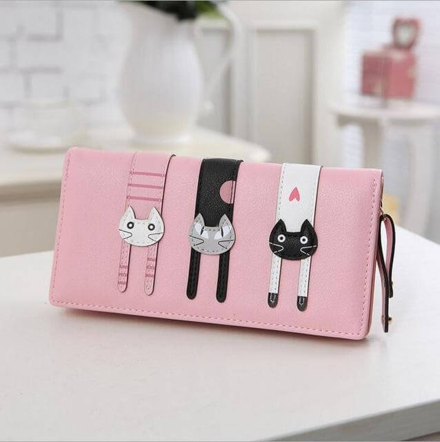 Stylish Cat Embroidery Zip Wallet
