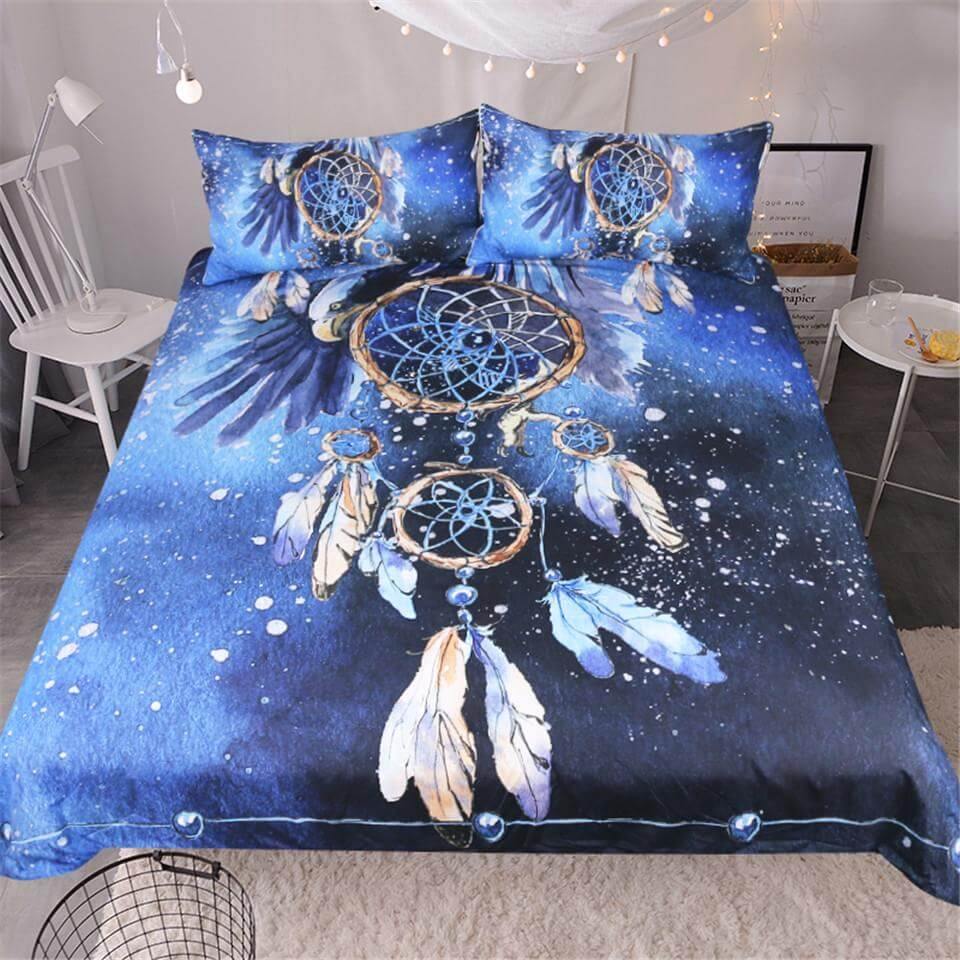 Dreamy Blue Feather Pattern Bedding Set - Befez