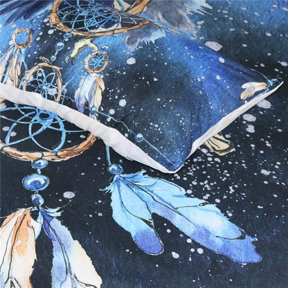 Dreamy Blue Feather Pattern Bedding Set