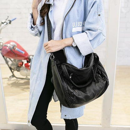 Classic Black Genuine Leather Tote Bags