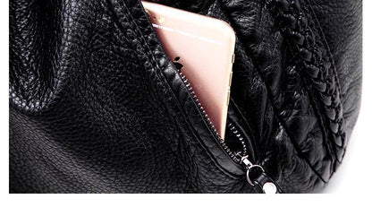Classic Black Genuine Leather Tote Bags