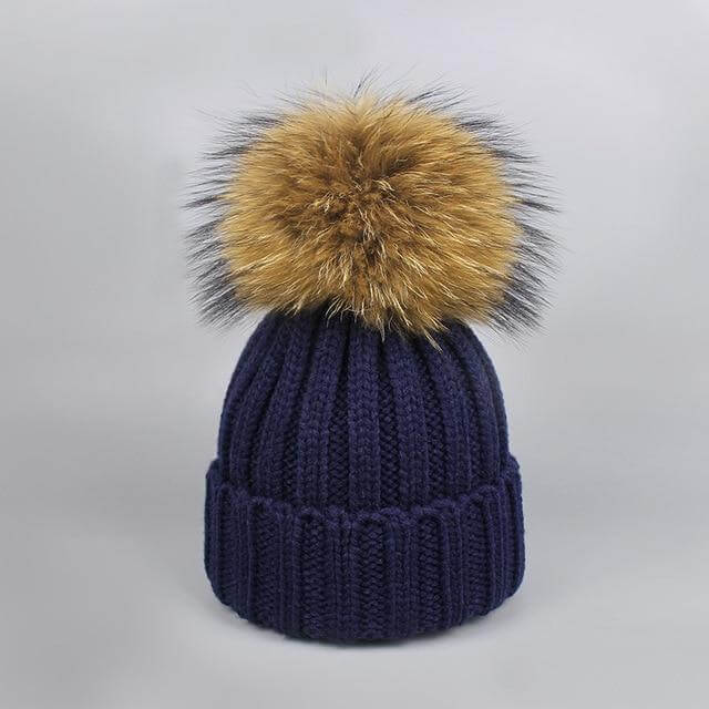 Cozy Fur Knit Hat Scarf Combo Set