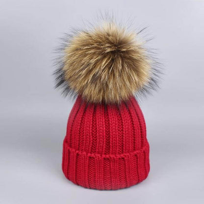 Cozy Fur Knit Hat Scarf Combo Set