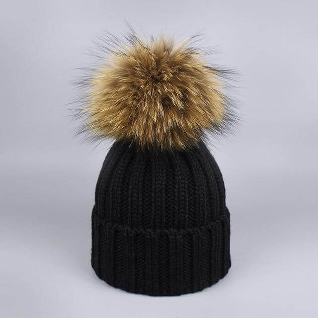 Cozy Fur Knit Hat Scarf Combo Set