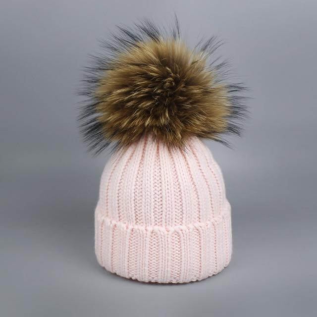 Cozy Fur Knit Hat Scarf Combo Set