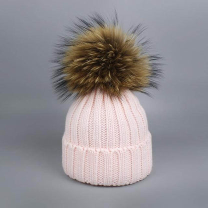 Cozy Fur Knit Hat Scarf Combo Set