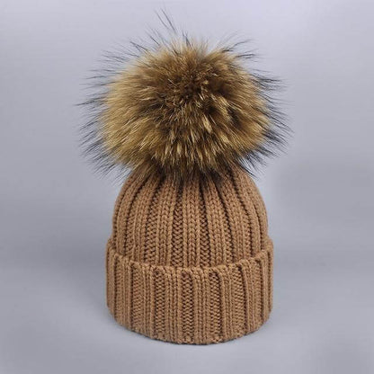 Cozy Fur Knit Hat Scarf Combo Set