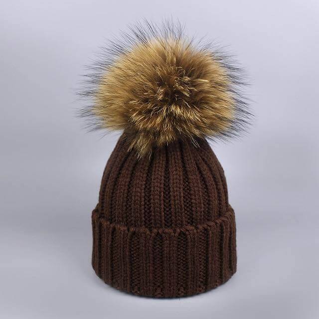 Cozy Fur Knit Hat Scarf Combo Set