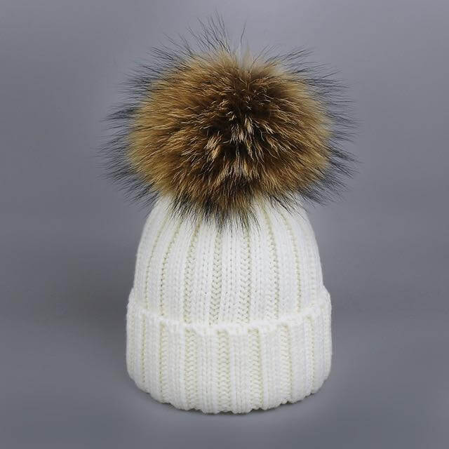 Cozy Fur Knit Hat Scarf Combo Set