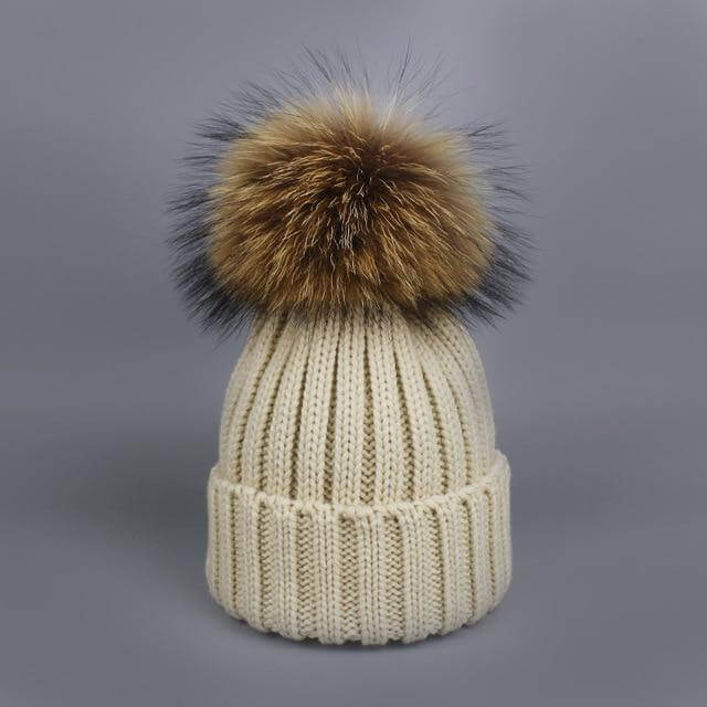 Cozy Fur Knit Hat Scarf Combo Set