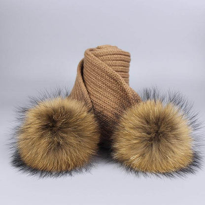 Cozy Fur Knit Hat Scarf Combo Set