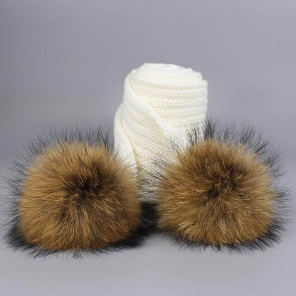 Cozy Fur Knit Hat Scarf Combo Set