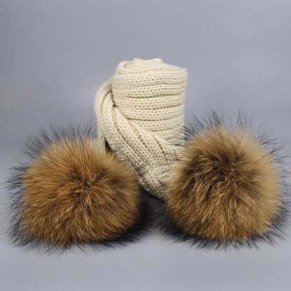 Cozy Fur Knit Hat Scarf Combo Set