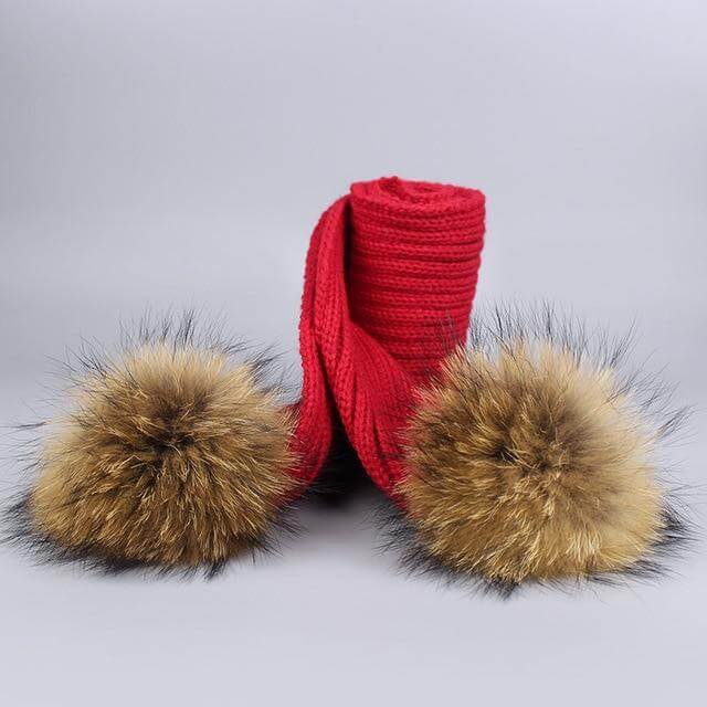 Cozy Fur Knit Hat Scarf Combo Set