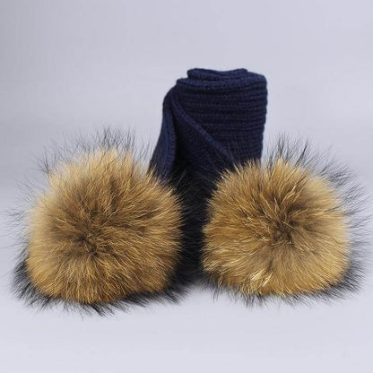 Cozy Fur Knit Hat Scarf Combo Set