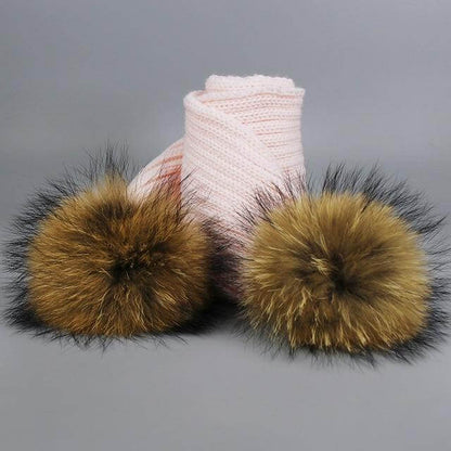 Cozy Fur Knit Hat Scarf Combo Set