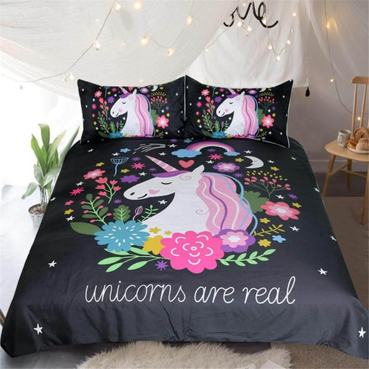Colorful Unicorn Girls Soft Bedding Set - Befez