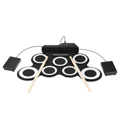 Compact Foldable Drum Kit with Silicone Pads and Sticks