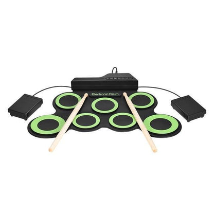 Compact Foldable Drum Kit with Silicone Pads and Sticks - Befez