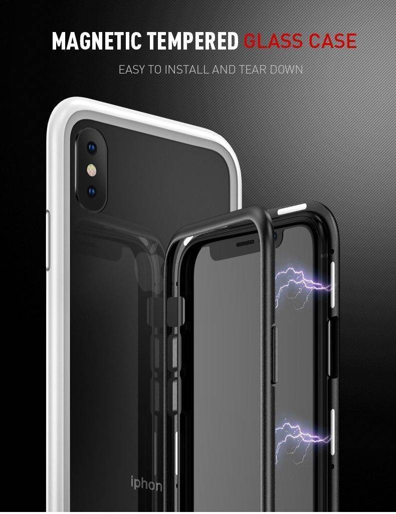 Strong Magnetic Tempered Glass iPhone Case Cover