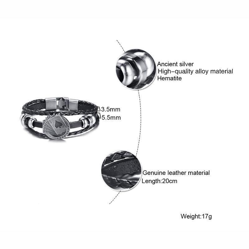 Classic Mens Genuine Leather Card Bracelet