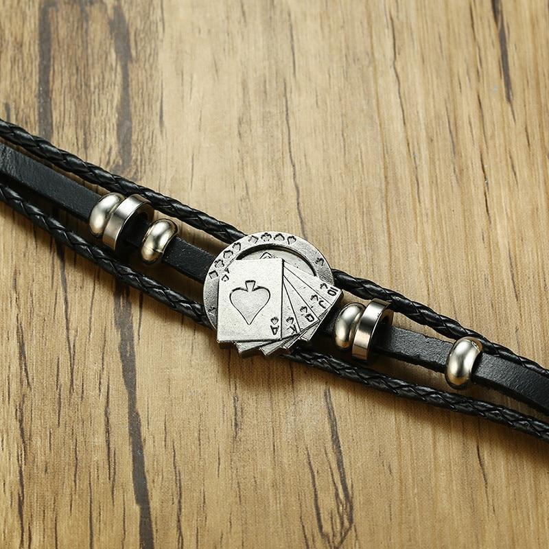 Classic Mens Genuine Leather Card Bracelet