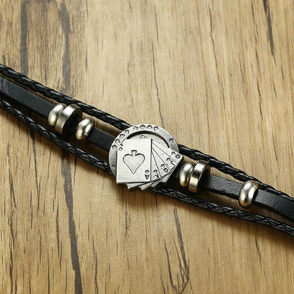 Classic Mens Genuine Leather Card Bracelet