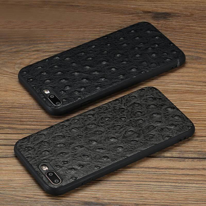 Real Leather Iphone Case with Ostrich Pattern