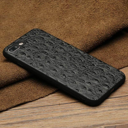 Real Leather Iphone Case with Ostrich Pattern