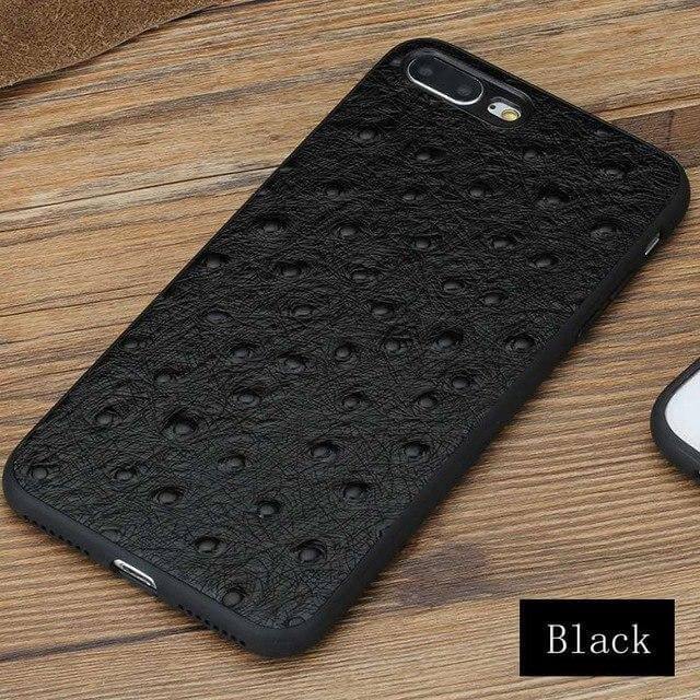 Real Leather Iphone Case with Ostrich Pattern