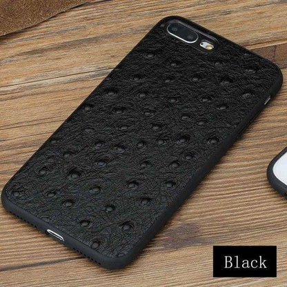 Real Leather Iphone Case with Ostrich Pattern