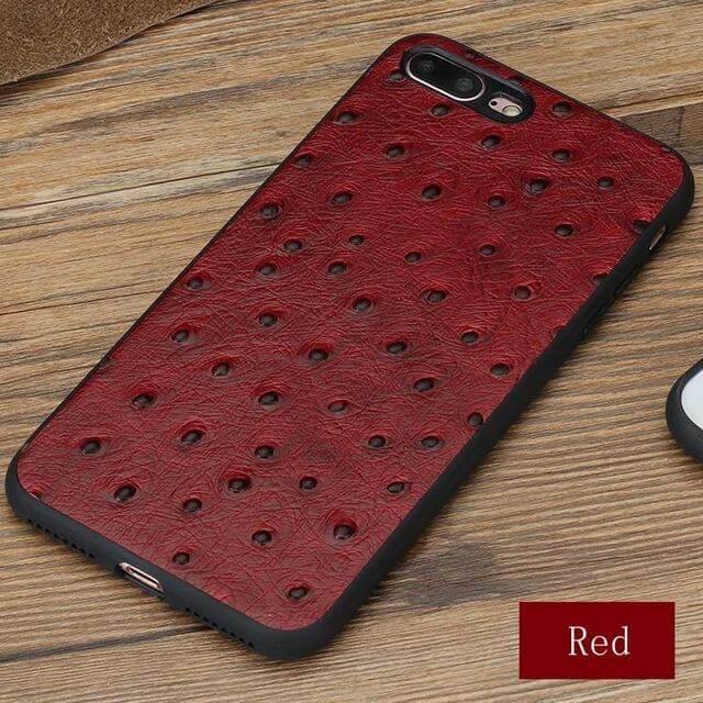 Real Leather Iphone Case with Ostrich Pattern