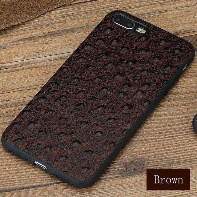 Real Leather Iphone Case with Ostrich Pattern