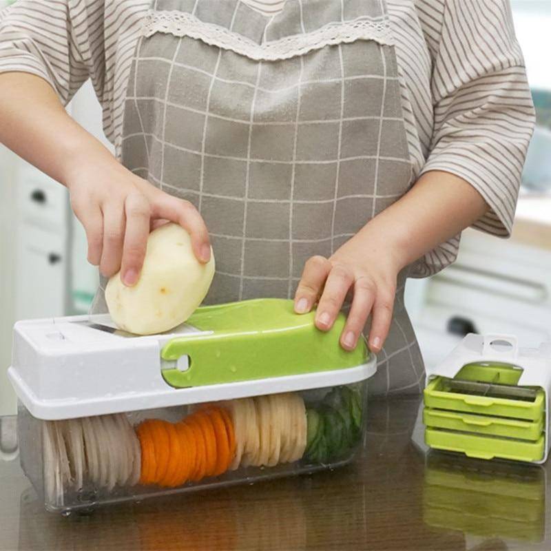 Easy Vegetable Chopper with 8 Sharp Cutting Blades
